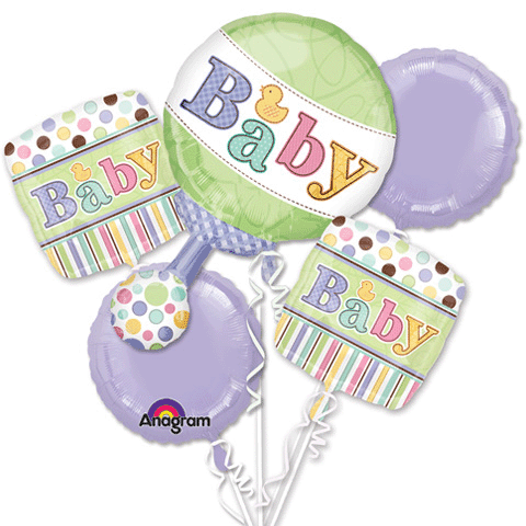 Welcome Baby Rattle Balloon Bouquet